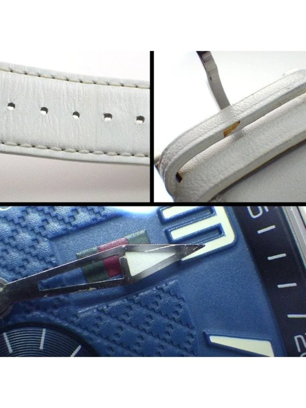 Gucci Watch Coupe Square Blue Dial Date Luminous Hand Index Small Second